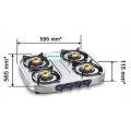 4 Brass Burners Stainless Steel Cooktop