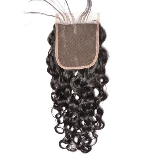 Pre Plucked Natural Hair Line Virgin Human Hair Water Wave Lace Closure Wet and Wavy Human Hair Closure