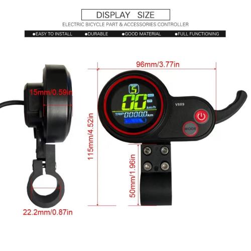 30A Controller LCD V889 Display för elektrisk cykel