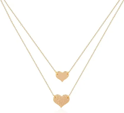 Layered Heart Necklace Pendant Handmade Gold Plated