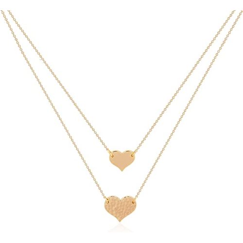 Layered Heart Necklace Pendant Handmade Gold Plated