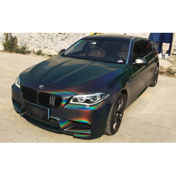 High quality TPU Rainbow Laser Metallic black car color Changing wrapping vinyl