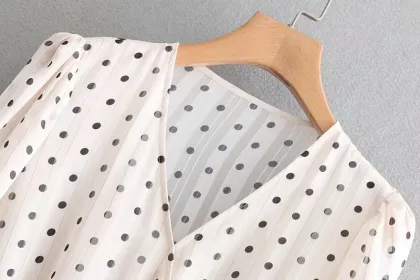 Women's Causal Wave point Long Sleeve Dress