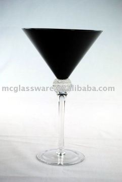 Handmade color bowl martini glass with clear ball on the stem