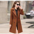 Women Winter Wool Blend Camel Mid-Long Coat