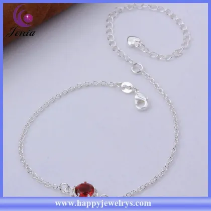 Fashion jewelry anklet 925 silver plated purple zircon pure silver anklet jewelry (CA038-A)