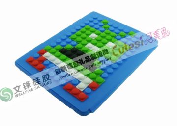 Blue Round Dot Creative Lego Blocks Robot Puzzle Ipad 3 Silicone Cases