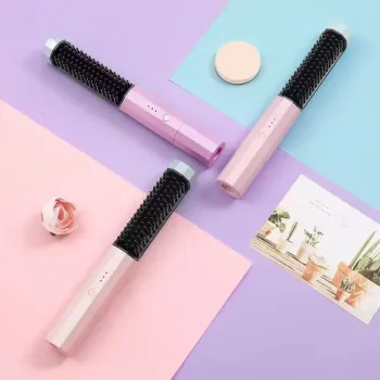 2023 Wireless Mini Portable Titanium Flat Iron with LCD Curling Iron and 500 Degrees Hair Straightener Comb