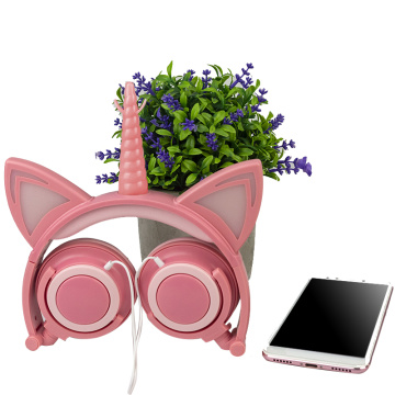 Auriculares de unicornio plegables con cable de moda para niños