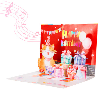 Biglietto d'auguri di compleanno con illuminazione musicale 3D