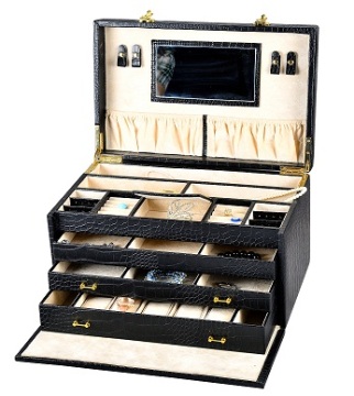 black leather jewelry box manufacturer