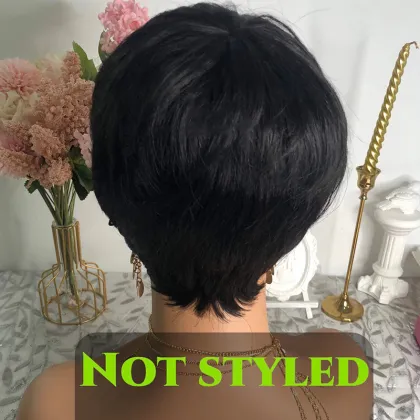 Sunlight Vendo Machine Sewing Making Guangzhou Straight Made Pixie Belle Short Weave Bob Perm Human Wig No Lace