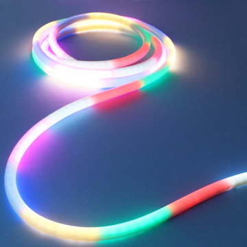 220V RGB Round 360 Degree Jumping Running Water Flow Flexible Neon Rope Light Strip - Outdoor Waterproof LED