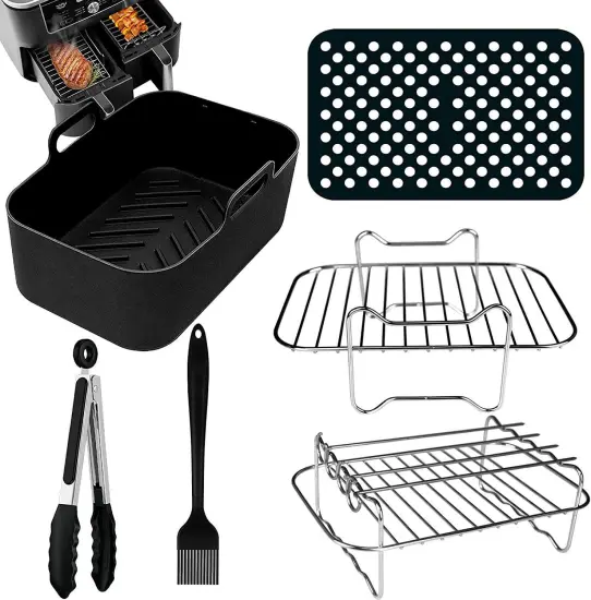 Wholesale Non-Stick Stainless Steel & Silicone Air Fryer Accessories Set - 6pcs