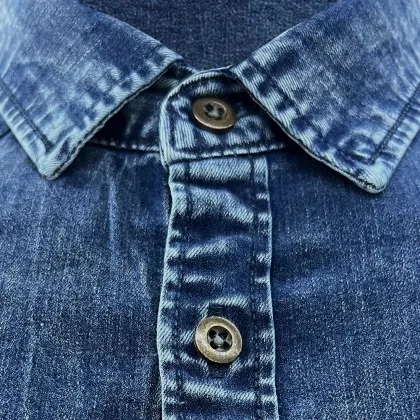 Men's Retro Two Pocket Work Wear Denim Shirt