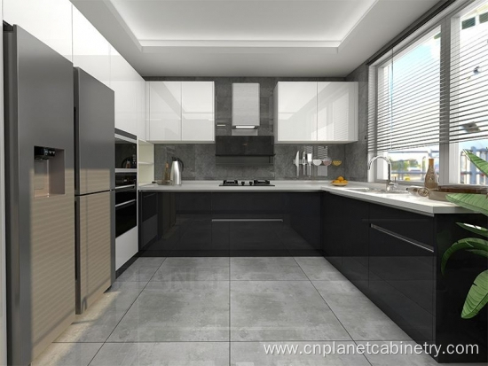 High quality luxury glossy european style kitchen cabinet