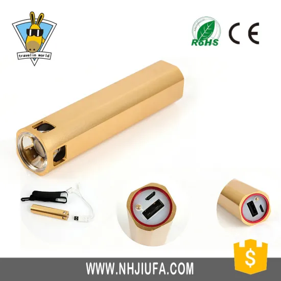 JF Novelty Color Metal shell 2200mAh High-end configuration power bank flashlight,charger baby led torch,flashlight with USB