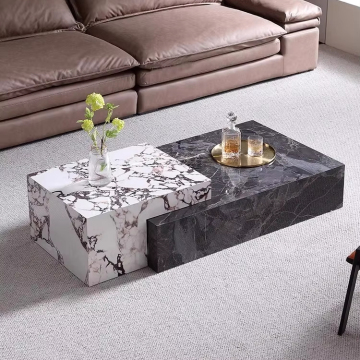 Italian Rock Panel Natural Marble Rectangular Tea Table