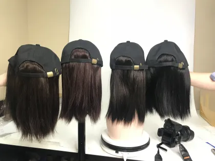 Classic Straight Bob Baseball Cap Wig - #2 Color Short Human Hair Wig