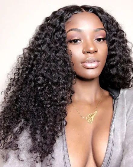 26 inch Brazilian water wave lace front human hair closed pre-pulled wig 13x4 Brazilian curly human hair wig wave wig wholesaler