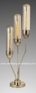 Modern hotel decoration three heads design gold colored art murano glass table lamp