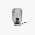 Fluted Glass Table Lamp with Ribbed Accent