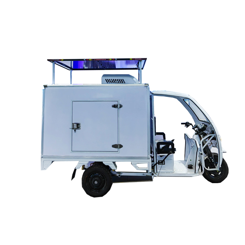 Electric refrigerated tricycle delivering fresh food in Malaysia