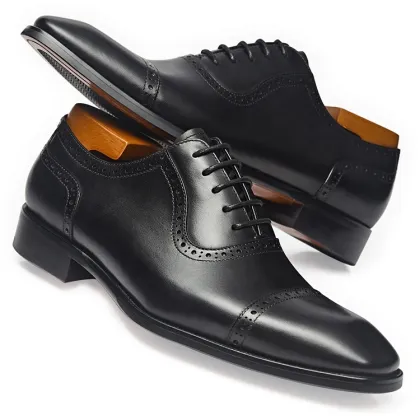 Full Genuine Leather Formal Shoes - Elegant Style Men's Oxford Wedding Shoes