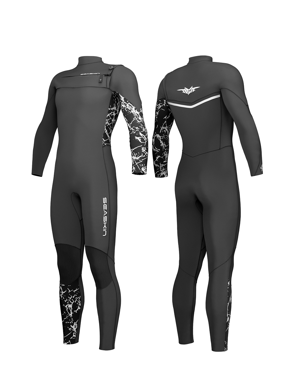 Seaskin Özelleştirilmiş Erkekler 4/3mm Göğüs Zip Full Wetsuit