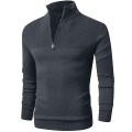 Mens Slim Fit Zip Up Mock Neck Pull