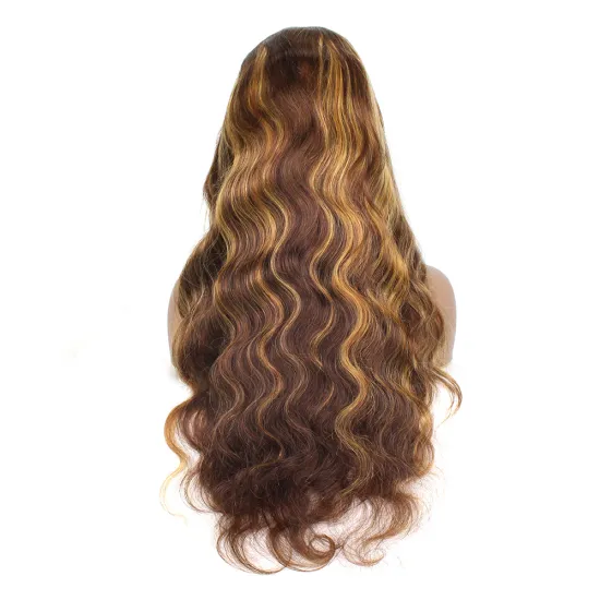 12A Glueless Highlight Colored Human Hair Wigs For Black Women 4/27 Color Brazilian Virgin Hair Lace Front Wigs