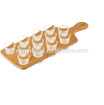 2015 NEW Custom Beer Tasting Serving tray Paddle bamboo Beer Flight Drinks Paddle Board for 12 Shot Bars Clubs and Events