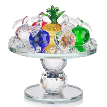 Custom colorful decoration k9 glass promotion pineapple with base crystal fruit figurine
