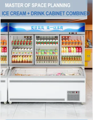 Commercial Vertical Refrigeration Double-Temperature Beverage Freezer Cabinet