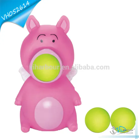 Ball Shooting Vinyl Pink Pig Toy