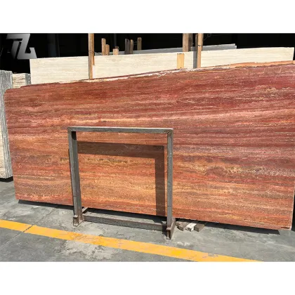 Red Travertine Slabs and Marble Backgrounds