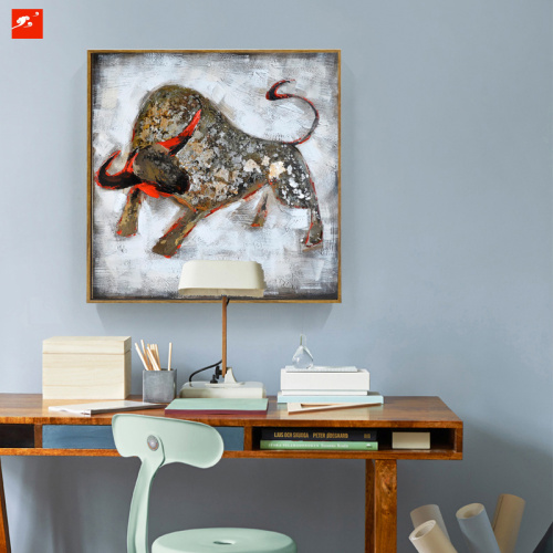 Mural-Style Bull Ox Oil Painting