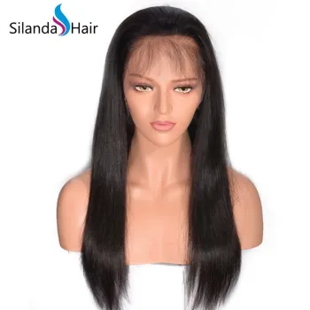 Silanda hair #1B Silky Straight Brazilian Remy Full Lace Human Hair Wigs