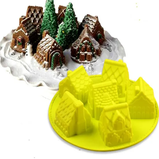 6 cavity castle shaped cake fondant jelly silicone soap molds for christmas bakeware
