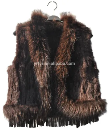 YR079 Top Quality Fashion Child's Rabbit and Raccoon Fur Vest/Cute Little Girl Fur Vest
