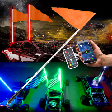 Remote Bluetooth Controlled LED Whip Lights for Off-Road Vehicles