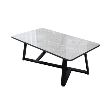 Table à manger rectangulaire de finition en marbre gris contemporain