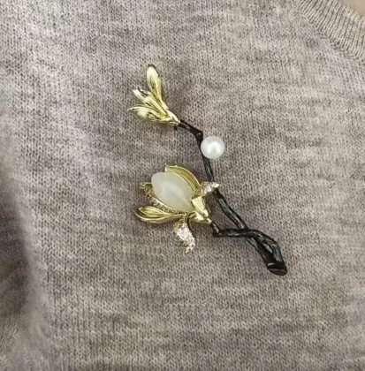 Magnolia Metal Brooch