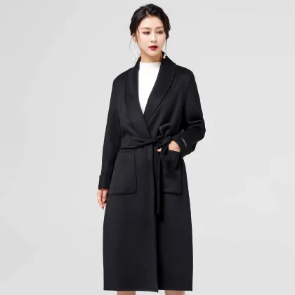 Classic Black Double-Faced Trench Coat