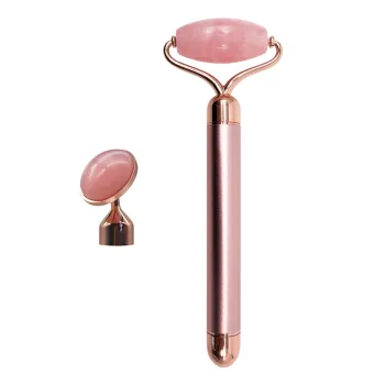 2-in-1 Beauty Anti-Aging Firming Facial Massager with Rose Quartz Vibrations and Jade Roller: Enhancing Skincare Routine