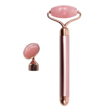 2-in-1 Beauty Anti-Aging Firming Facial Massager with Rose Quartz Vibrations and Jade Roller: Enhancing Skincare Routine