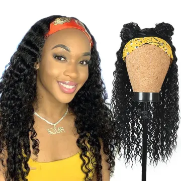 Kinky Curly Headband Wig Synthetic Hair For Black Women Cheap Wigs with headband attached