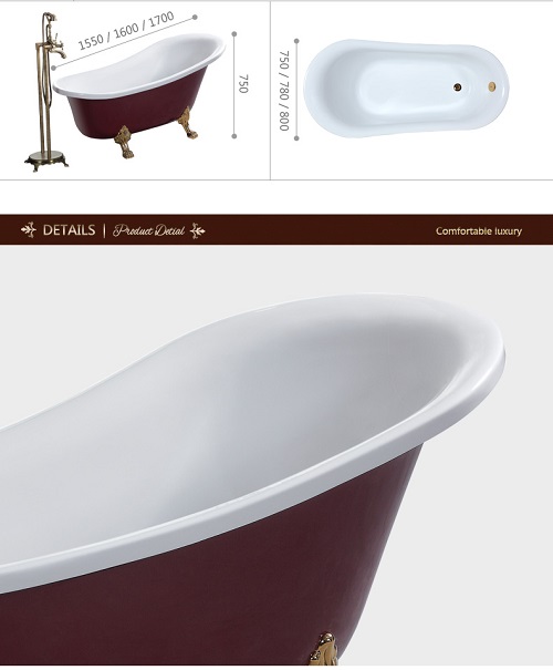 Acrylic Fashion Art Family Hotel Bathtub For Relax Bathroom Sanitrry Ware