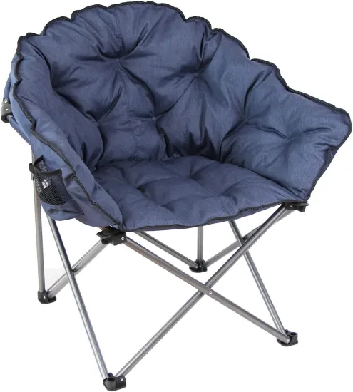 Portable Folding Padded Moon Saucer Round Chair for Outdoor Camping, Hiking & Fishing
