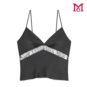 Camisola de encaje negra elegante para mujer